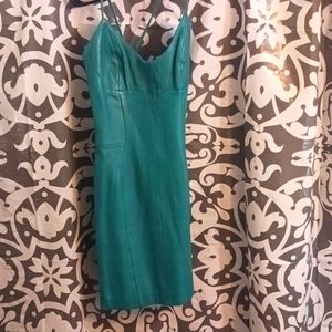 Green leather dress